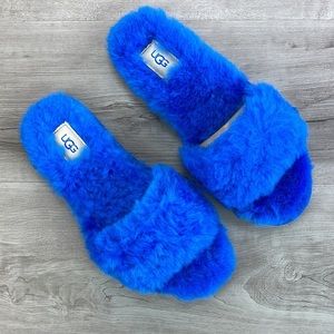🍁 UGG 🍁 FLUFF SLIDE Il BLUE SLIPPERS